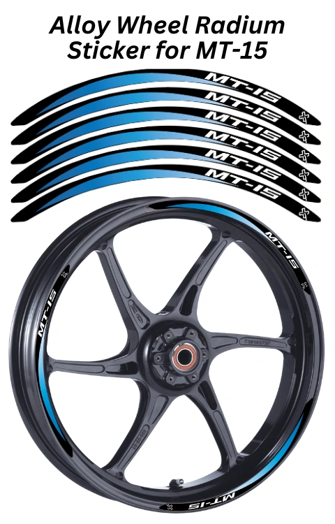 Alloy Wheel Radium Sticker for MT 15 | Made in Premium Radium with FPF (Fade Protection Film), Waterproof, Precut Sticker, Pack Of 12